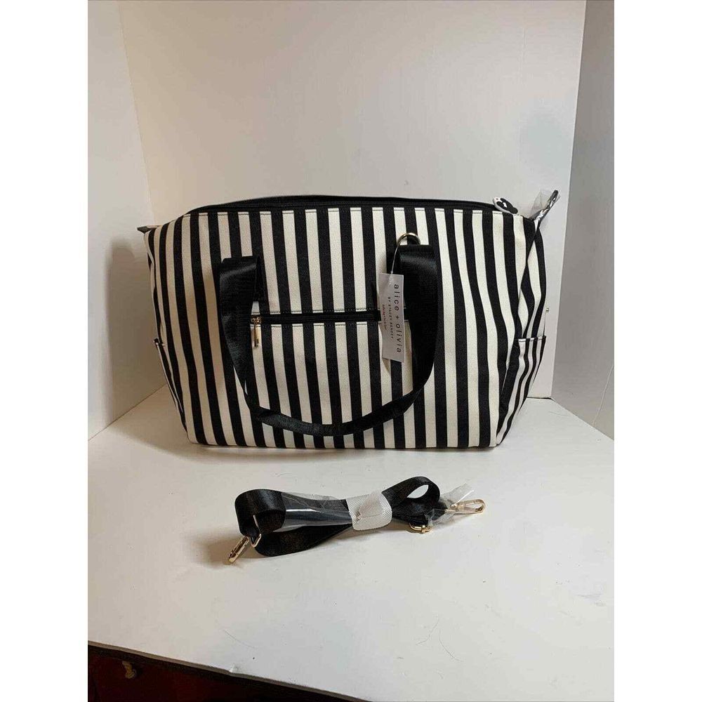 Duffel Bag Alice + Olivia by Stacey Bendet‎ Black Stripe Shoulder Strap 19x11x3